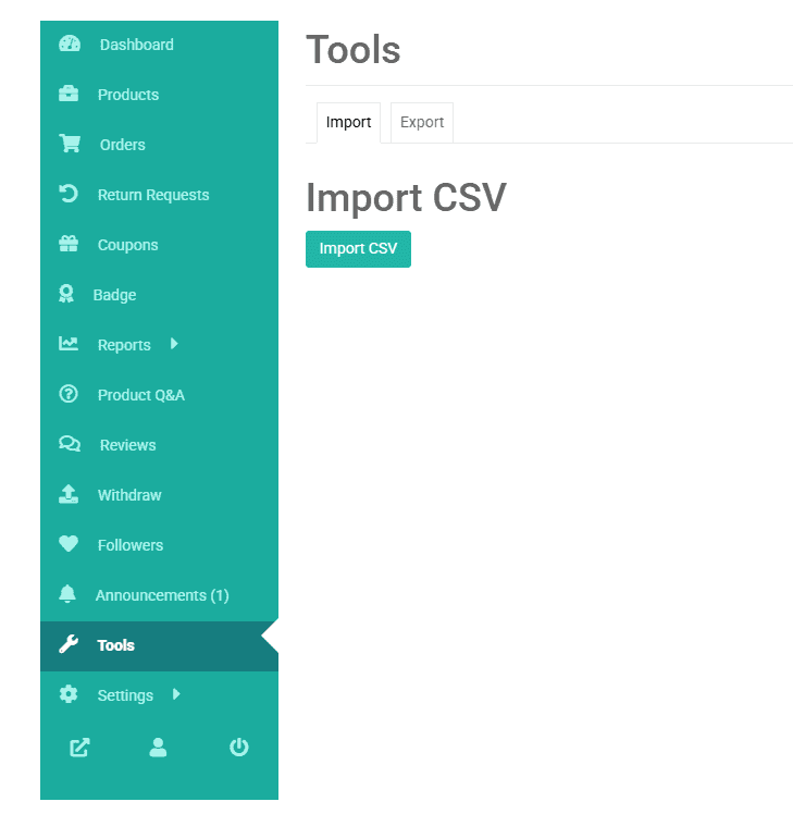 Import CSV button in DokanApni seller tools