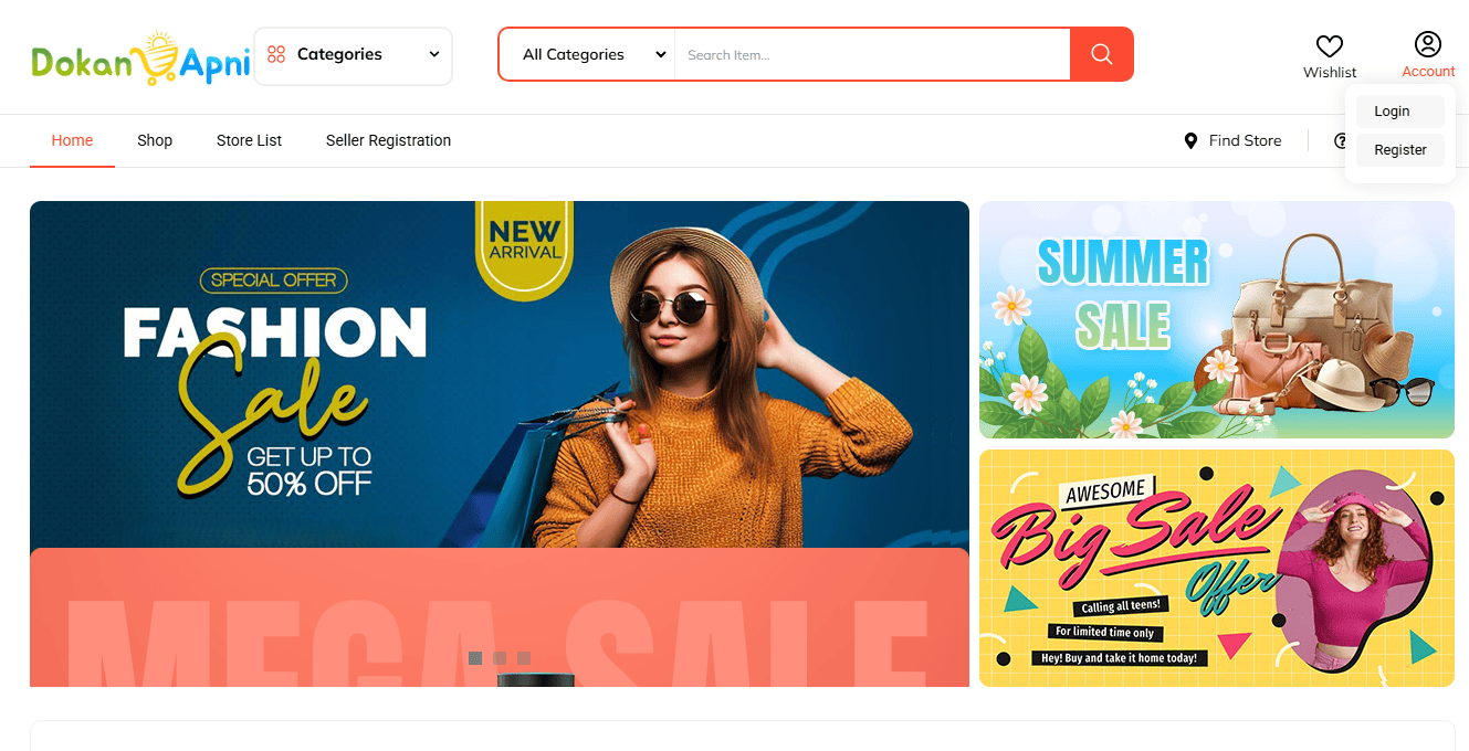 DokanApni seller account login for CSV product import